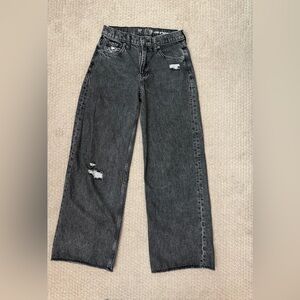 GAP Black Distressed Wide Leg Jeans